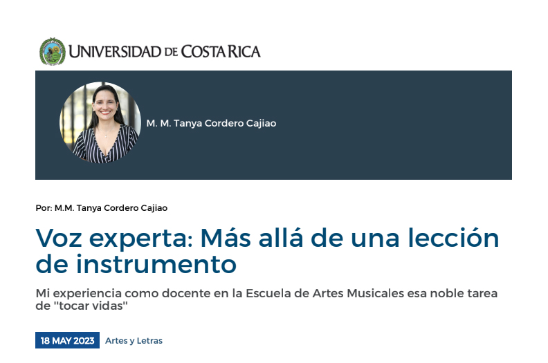 Voz experta: Más allá de una lección de instrumento tanya cordero